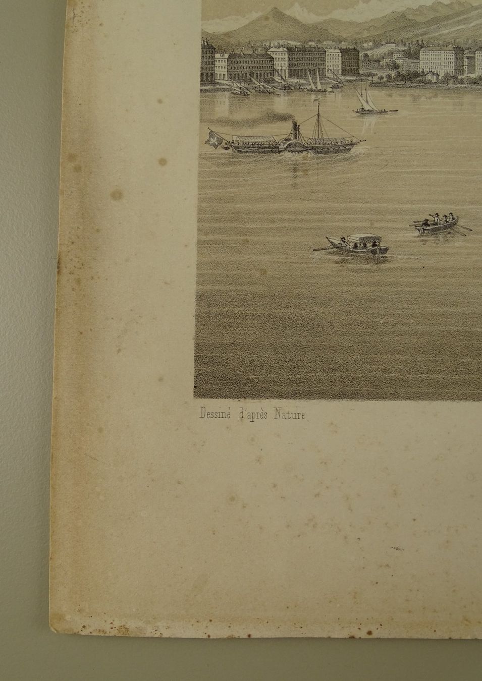 Stiche: GENÈVE, GENF, GROSSE LITHOGRAPHIE UM 1850 – Gebraucht aus Grüningen von Kartensammler 5