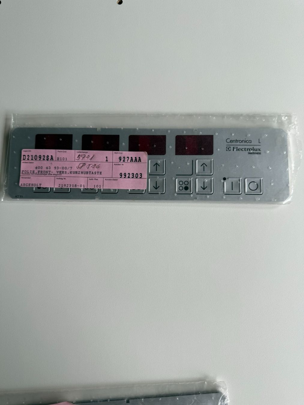 Folien: Electrolux Centronica-L Folienfront – Neu und originalverpackt aus Ennetbaden von Data_100 1