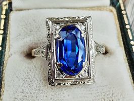 Traumhafter Antiker Art Deco Ring Saphir Diamanten Gold 585
