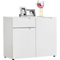 Moderne hochglanz Kommode mit Schutzfolie, Farbe: weiss