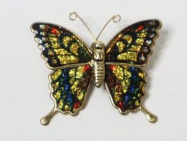 Vintage Emaille Schmetterling Brosche 70's Email NOS