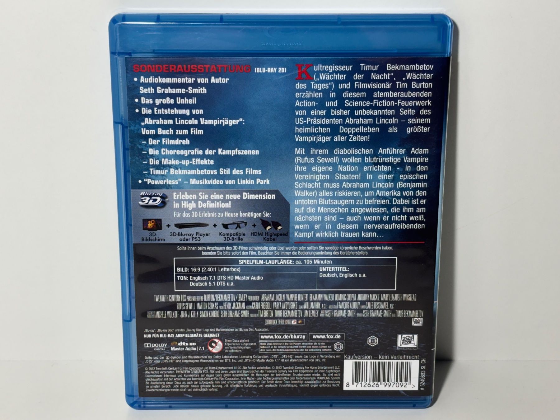 Alle DVDs: Abraham Lincoln: Vampirjäger Blu Ray 3D – Gebraucht aus Wilderswil von Sstriker 1