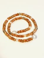 Elegant Sunstone and Pearl Necklace Silver