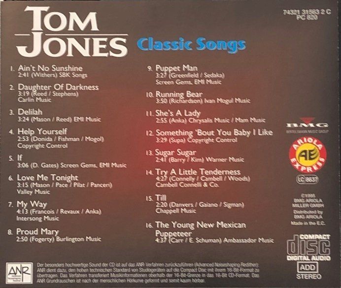 CD: Tom Jones - Classic Songs – Usato da Grüningen venduto da azulgris 1