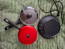 1 Elektroplatte  1 Bratpfanne 1Pfanne beide mit Deckel