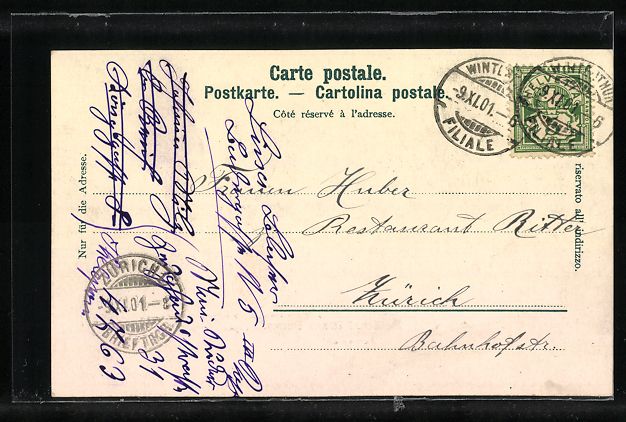 Cartoline postali: AK Winterthur, Denkmal Jonas Furrer – Usato da Berlin venduto da bartko-reher 1