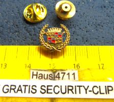 CADILLAC AUTO LOGO SCHMUCK-PIN KLEIN GOLDIG mit SECURITYCLIP