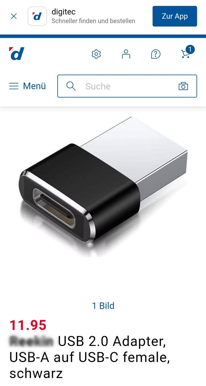 Laufwerke & Adapter: USB-C <auf> USB-A Adapter / Digitec CHF 11.95 / USB C USB A – Neu und originalverpackt aus Uster von -FPS- 1