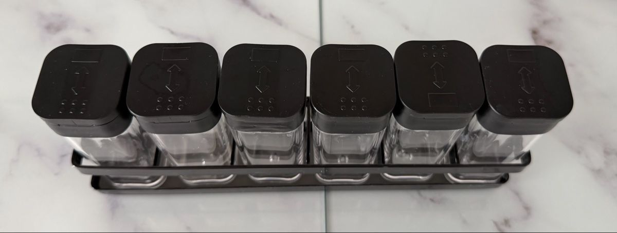 Cucine complete: Gewürzregal mit 6 Glasbehältern schwarz – Nuovo (secondo la descrizione) da Matzingen venduto da Slny7 1