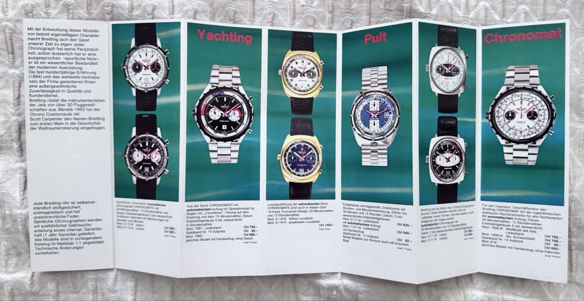 Breitling Documenti: Breitling Chronograph Watch Brochure - Autumn 1973 – Usato da Zürich venduto da 613_g8jy