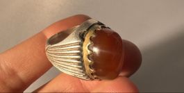 925 Silber Ring mit großem Karneol / Achat Cabochon Vintage