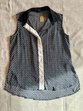 Top / Haut / Chemisier / blouse H&M bleu marine blanc 40 FR