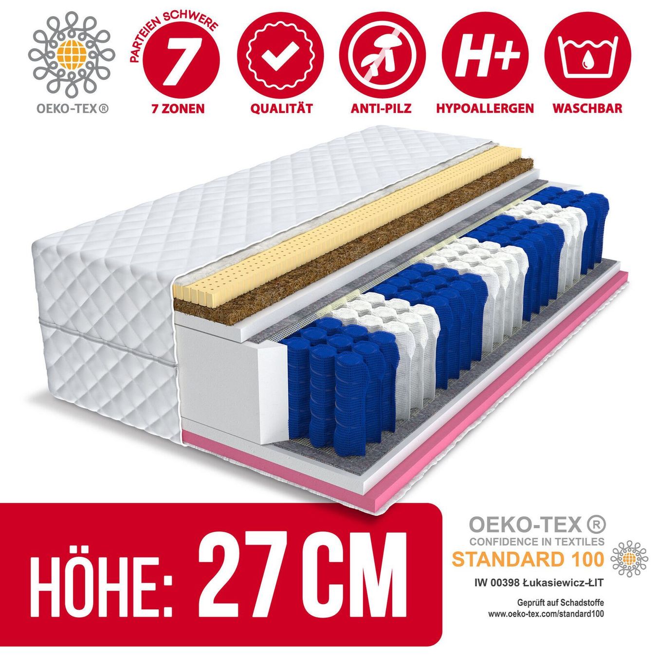 Materassi: Matratze 120x200 - LIVE - H3 - 27cm – Nuovo e nell'imballaggio originale da Wallenwil venduto da toesstal-vertrieb