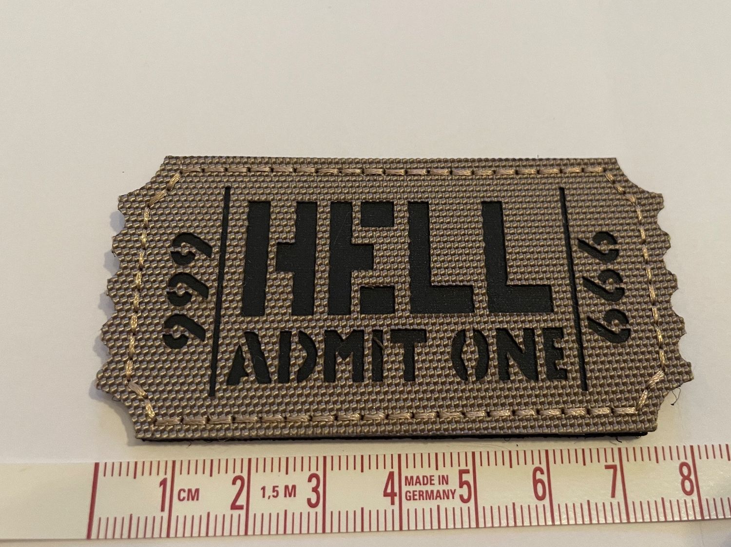 Patches: Patch lasercut 8x4cm « HELL ADMIT ONE » – Neu und originalverpackt aus Grandson von RioDeltaLima 1