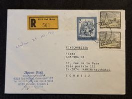 Enveloppe EINSCHREIBEN Autriche Suisse 1990