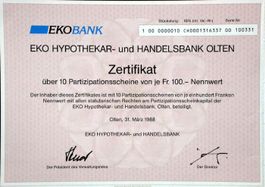 Ersparniskasse Olten EKO Hypothekar- und Handelsbank - 1988