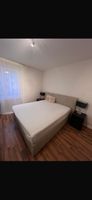Box spring bed with headboard grey double bed