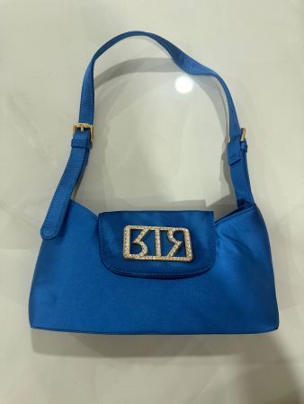 Blaues Seiden-Tasche mit Strass-Logo – Trend im Sommer!