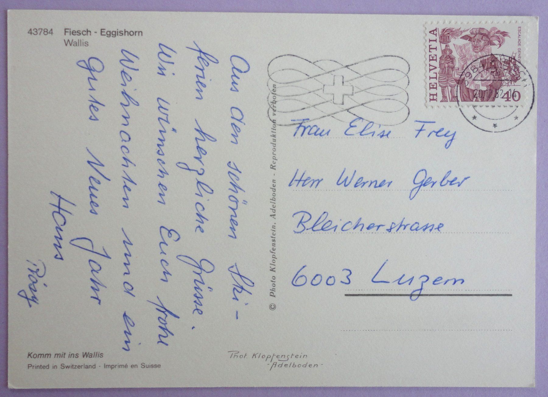 Cartes postales: Fiesch - Eggishorn, Wallis – D'occasion à Fétigny par Billy2miny 1