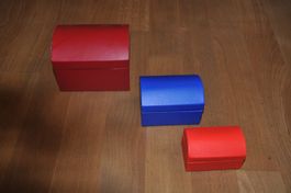 3 Schatztruhen / Schachteln zum verzieren - aus Karton - neu