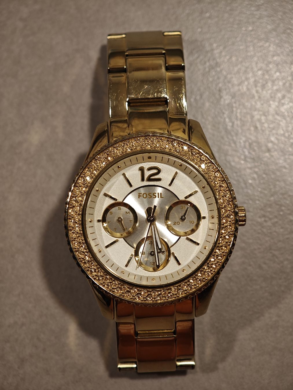 Fossil Orologi: Fossil Uhr Farbe Gold mit Strass – Usato da Hallau venduto da simista 2