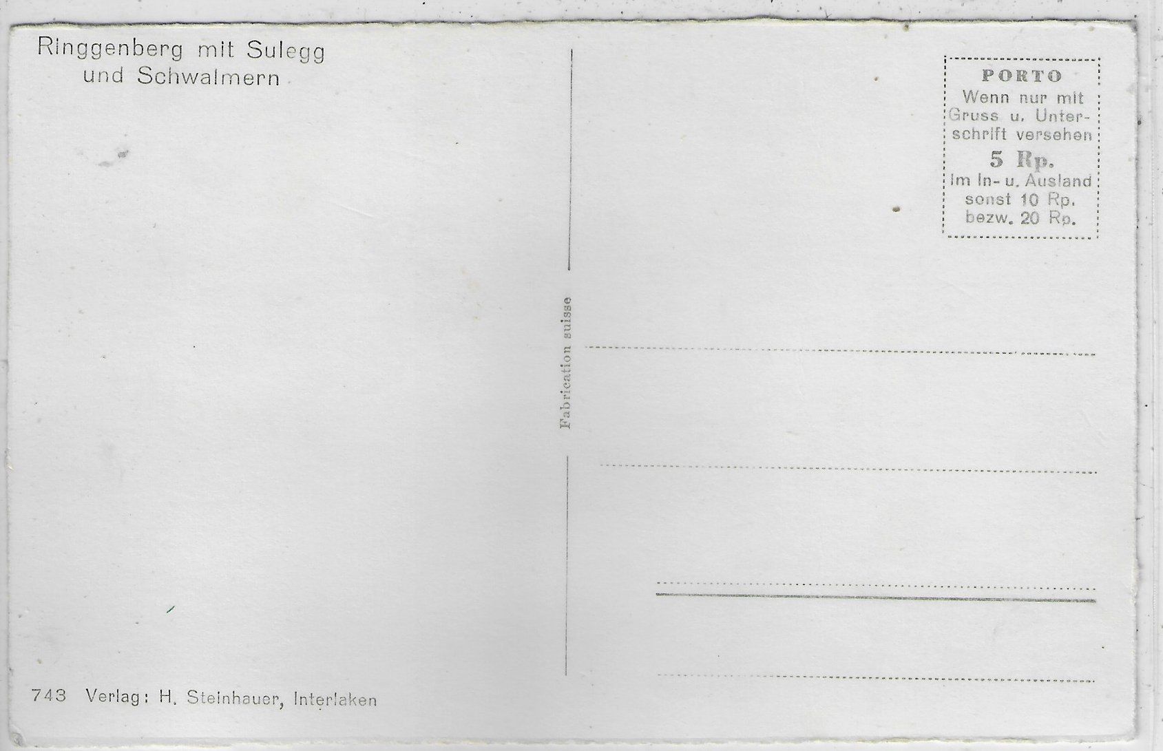 Cartoline postali: Ringgenberg mit Sulegg und Schwalmern – Usato da Ettingen venduto da Kartenplanet 1