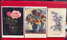 3 Ansichtskarten zum Thema Blumen