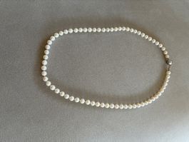 Perlenkette weiss mit silbernem Verschluss gute Qualitaet