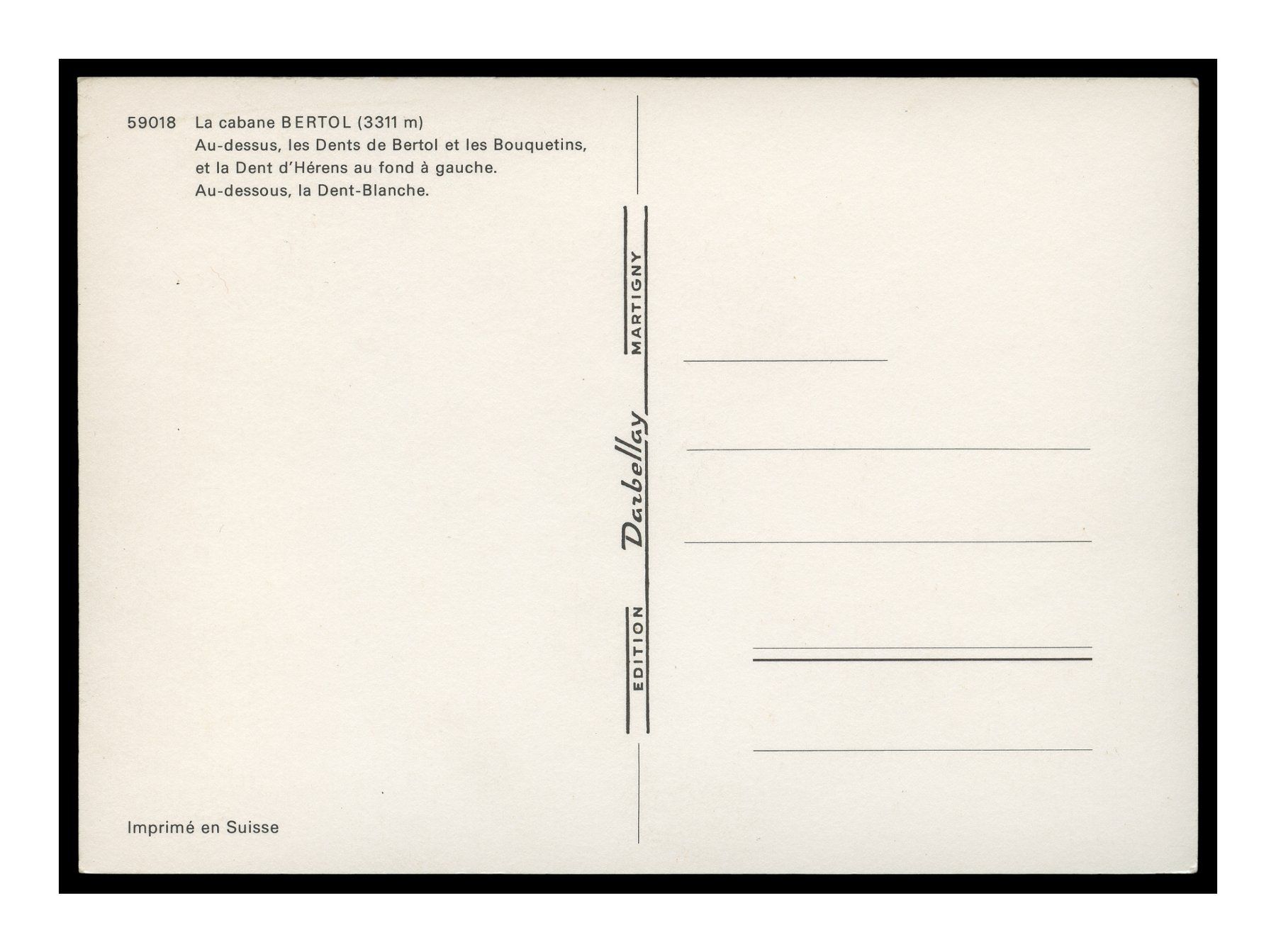 Cartes postales: CABANE BERTOL - 1980 "Multi-Vues" – D'occasion à Onex par gonsla01 1