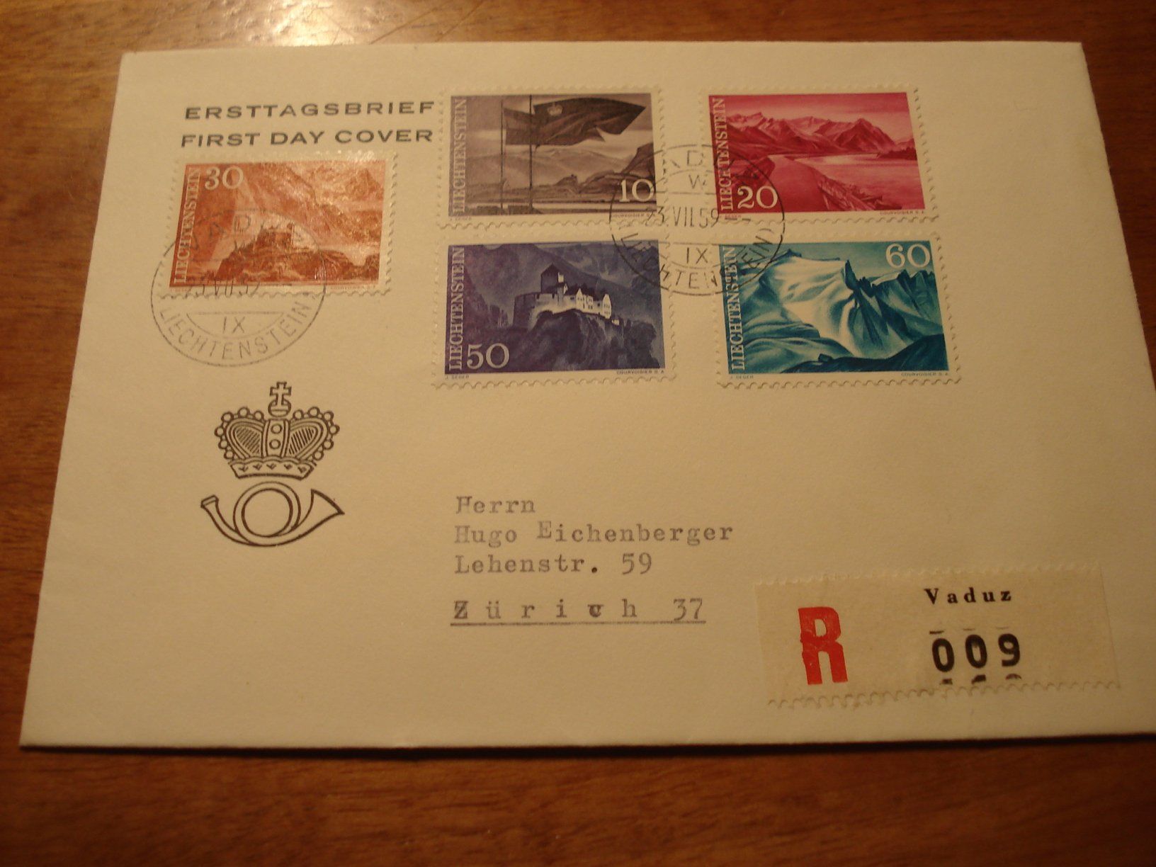 Alle Briefmarken: Liechtenstein Set FDC 1959/64, Dauermarken, 5 Belege – Gebraucht aus Niederwil AG von morostahu 2