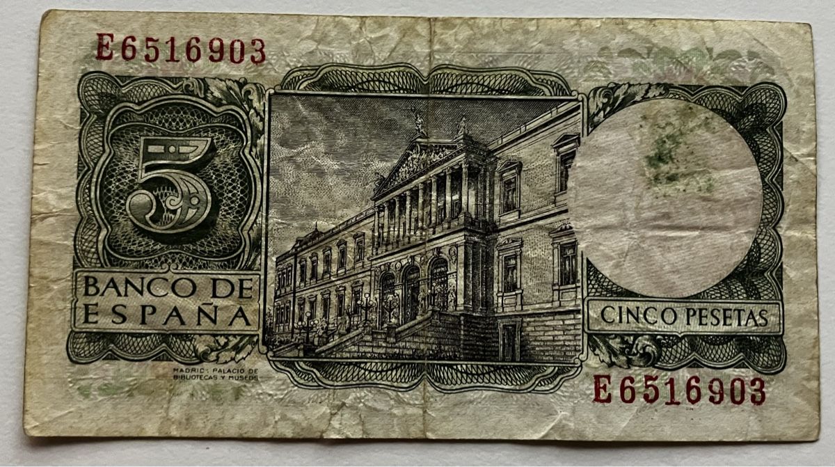 Banconote: Spanien 5 Pesetas 1954 – Usato da Algetshausen venduto da Carrhard 1