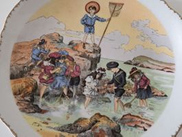 Kinder Sammeln von Muscheln am Strand Wandteller Porzellan