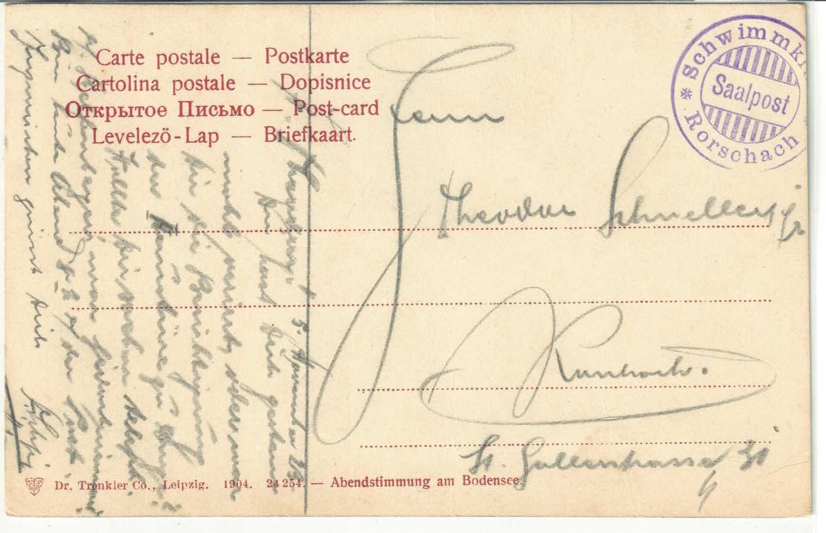 Cartoline postali: Rorschach - Abendstimmung am Bodensee – Usato da Ettingen venduto da Kartenplanet 1