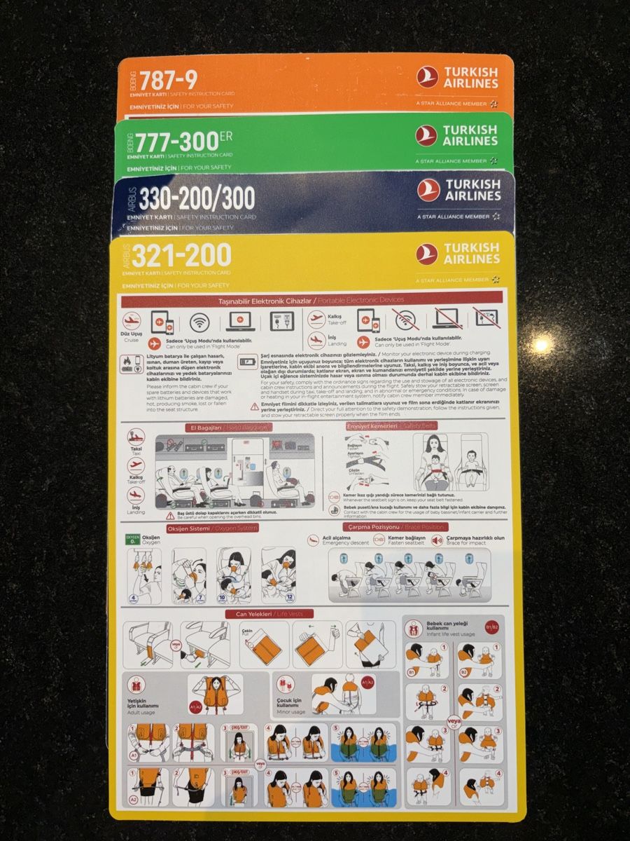 Cartoline: Safety Cards Set Turkish Airline – Usato da Fruthwilen venduto da car_5q9w
