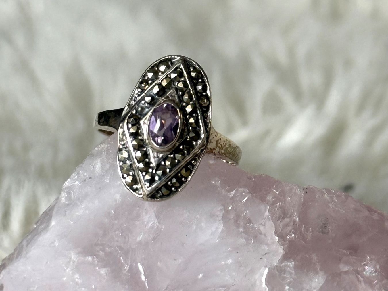 Anelli: Vintage Silberring 925 mit lila Stein – Usato da Istighofen venduto da Ringparadies
