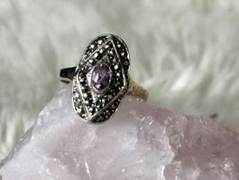 Vintage Silberring 925 mit lila Stein