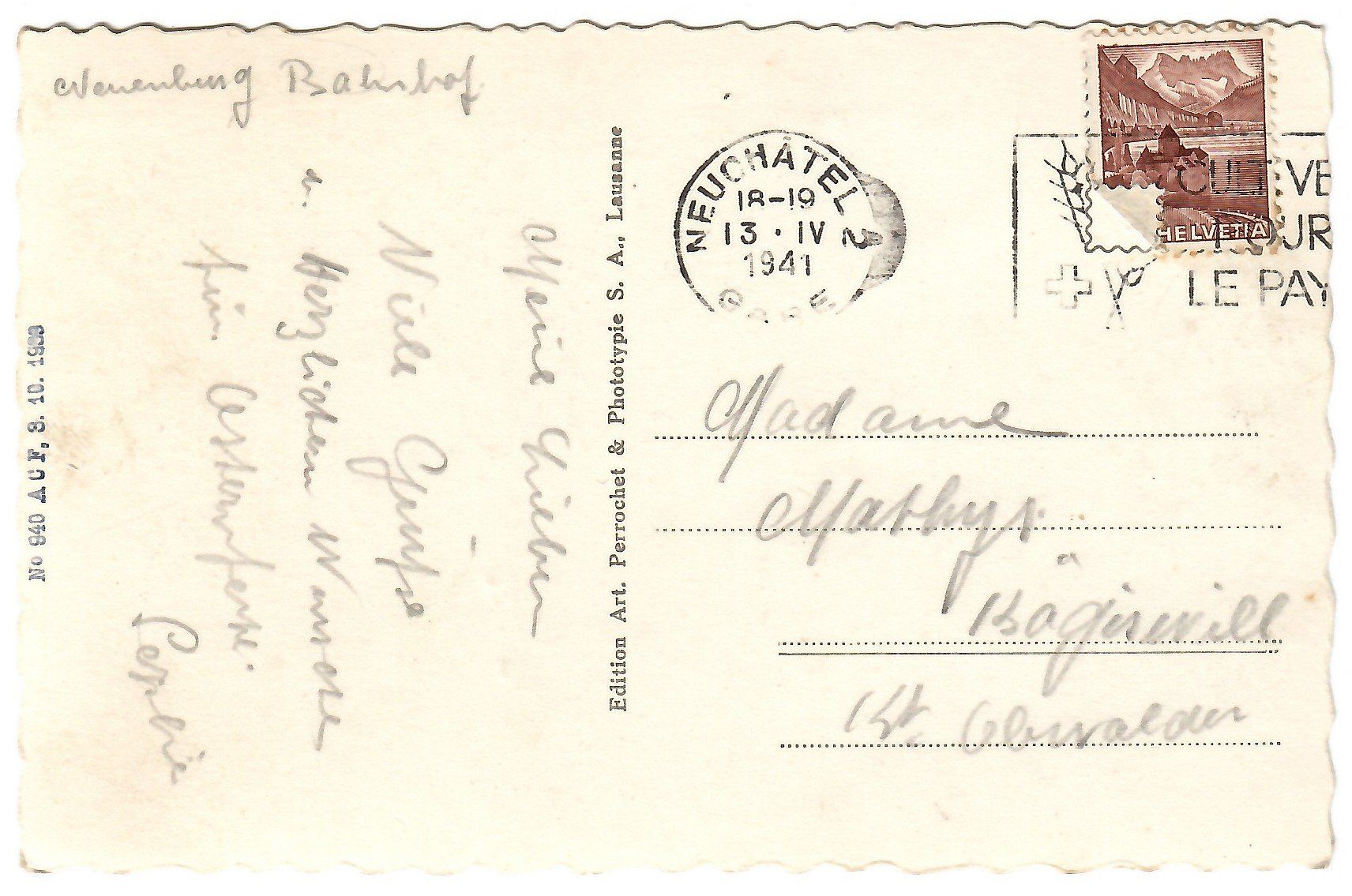 Cartoline postali: Ansichtskarte  Neuchâtel  Bahnhof – Usato da Kerns venduto da etma3 1