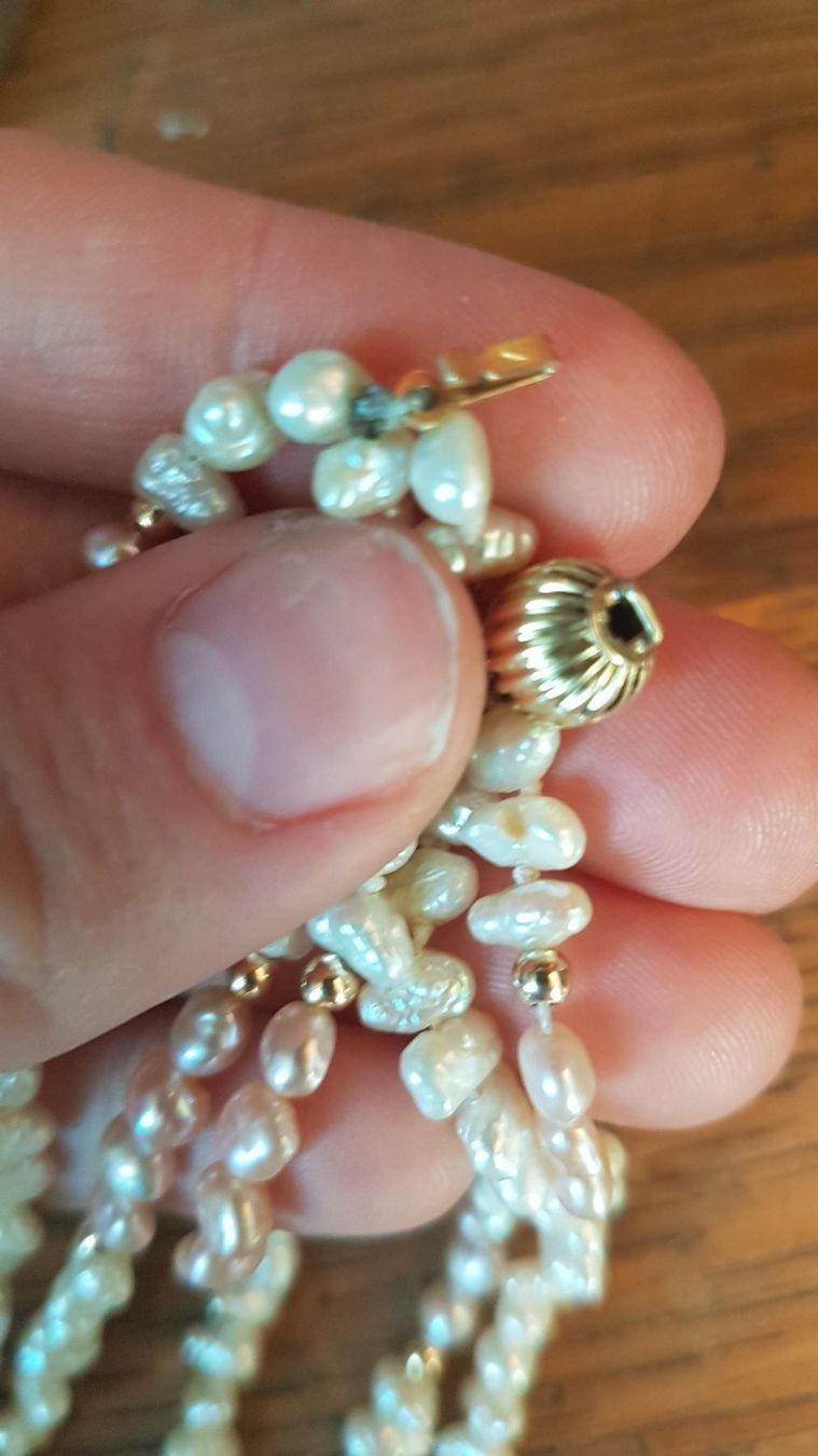 Ketten: Biwa Perlenkette mit echten Goldkugeln – Neu (gemäss Beschreibung) aus Unterägeri von Altgoldschmuck 4