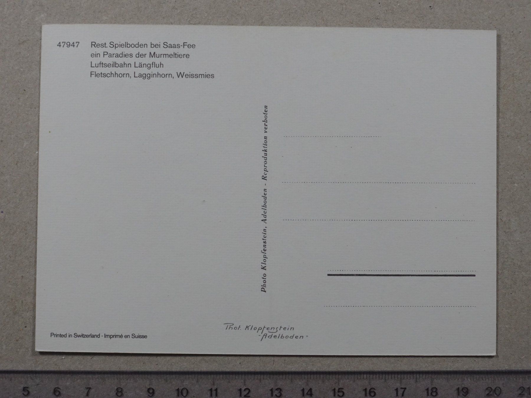 Cartoline postali: Saas-Fee, Restaurant Spielboden, Luftseilbahn – Usato da Lenzburg venduto da fh1 1
