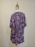 Edles Lila Blumen Kimono mit 70% Seide & 30% Viskose Gr.M
