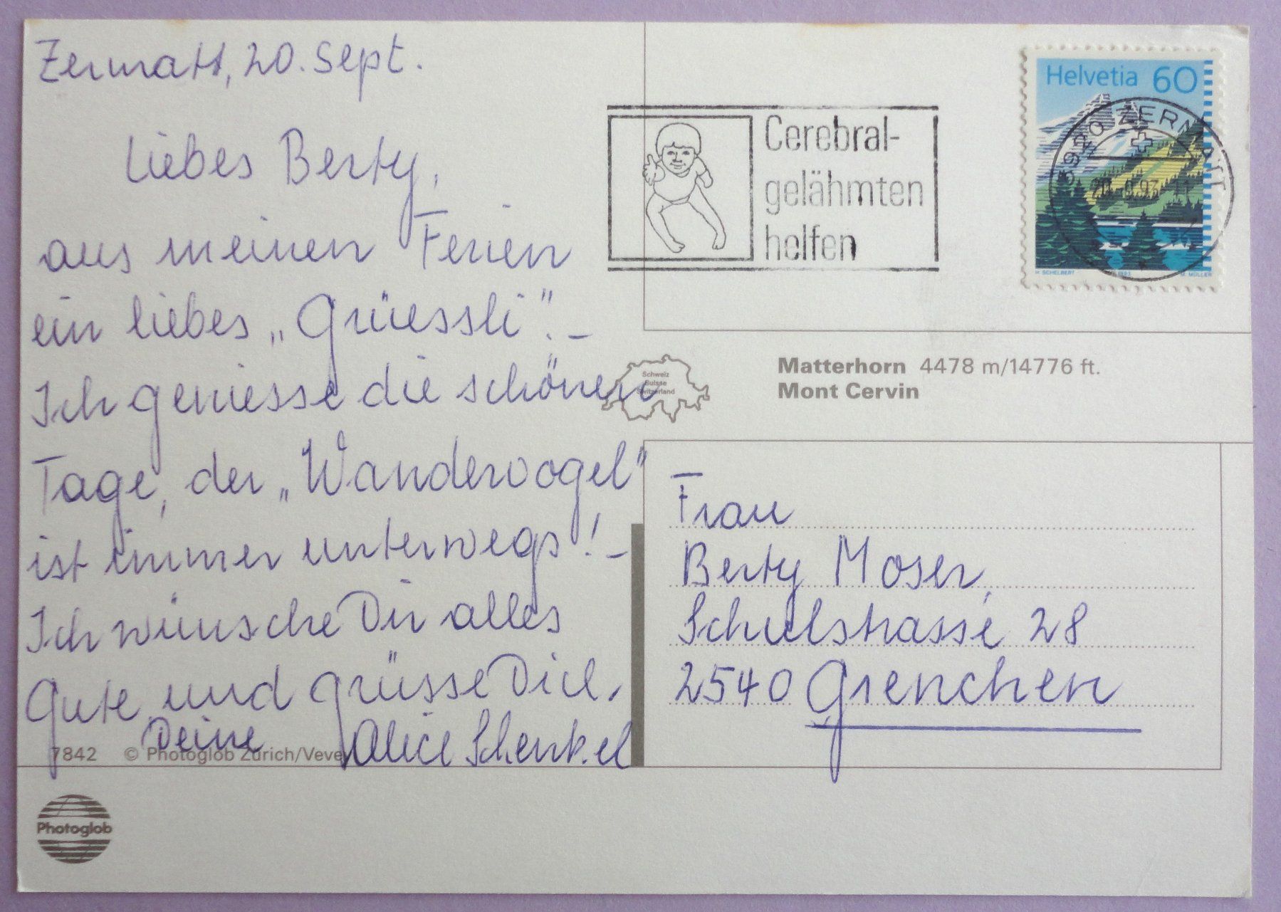 Cartoline postali: Matterhorn 4478 m – Usato da Fétigny venduto da Billy2miny 1
