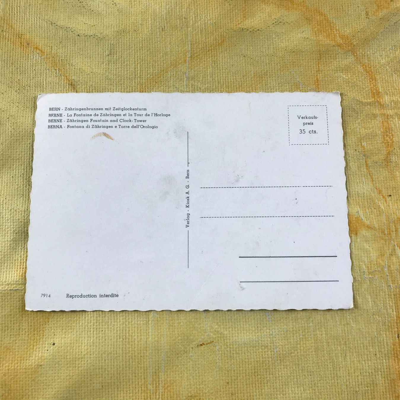 Cartoline postali: ANSICHTSKARTE BERN ZÄHRINGENBRUNNEN – Usato da Ostermundigen venduto da wini63 1