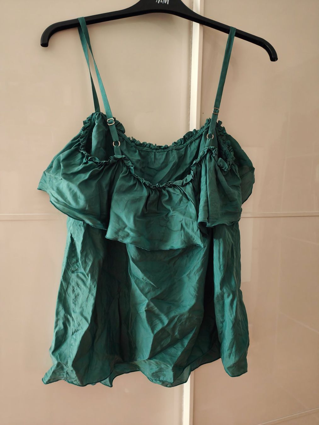 Mango Top: Seidentop grün (Mango) mit Volants L – Usato da Thun venduto da flower0211 1