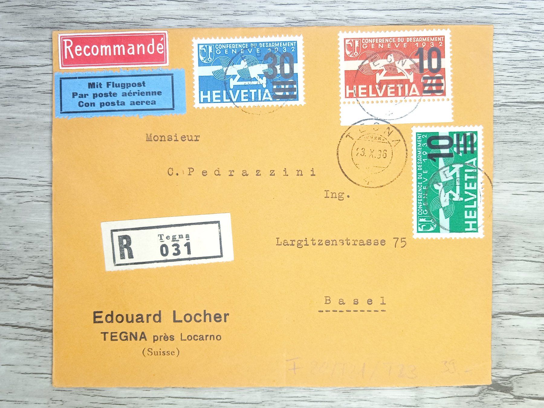 Tutti i francobolli: TR80 Enveloppe + Timbre Suisse 1936 avec Vignette – Usato da Cousset venduto da Patrick_Collections