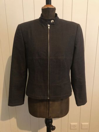 Jacke mit Stehkragen dunkelbraun/hellbraun - ca. Grösse S/M