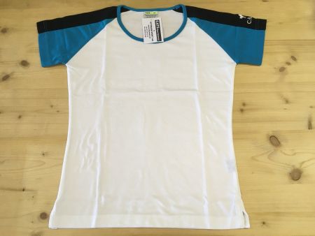 T-SHIRT DAMEN XS  WEISS / TÜRKIS / SCHWARZ  NEU
