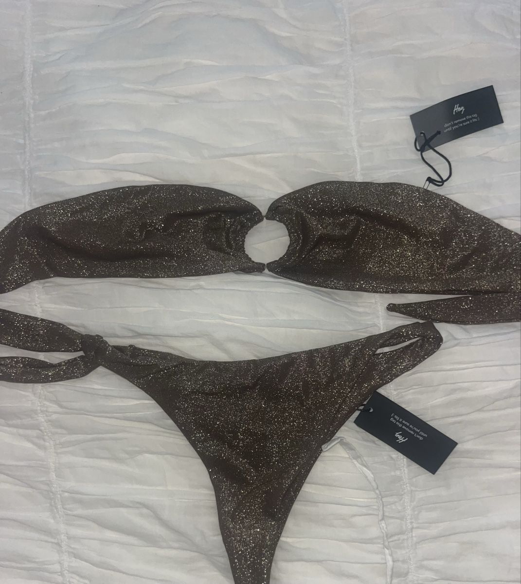 Costumi da bagno & Bikini: Glitter bikini brown – Nuovo e nell'imballaggio originale da Zürich venduto da sunshinezuerich