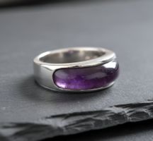 Moderner Amethyst Silberring (925) - Neu