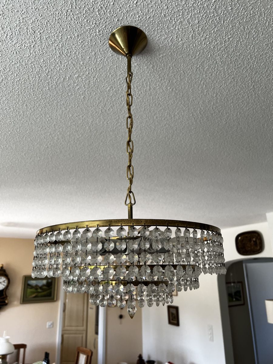 Lustres & lampes de plafonds: Deckenleuchte Kristallen goldfarben gebraucht – D'occasion à Neuenegg par Magosaurus 1