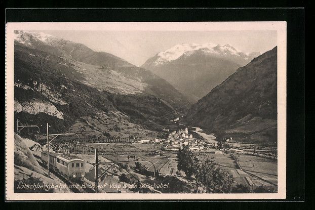 Cartoline postali: Lötschbergbahn, Blick auf Visp, die Mis – Usato da Berlin venduto da bartko-reher